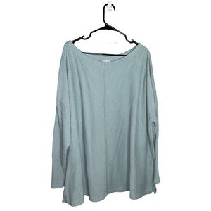 AVA & VIV Green Ribbed Slouched Shoulder Sweater